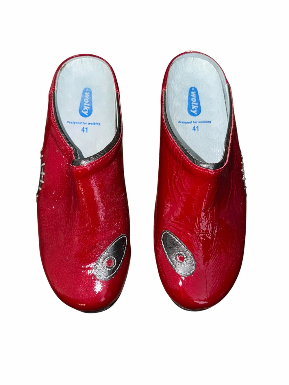 Wolky Red Patent Leather Comfort Clogs Mules Women’s EU 41 US 10
